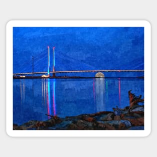 Indian River Inlet Bridge Painterly Full Moon Sticker